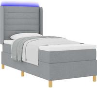Lit à ressorts avec bandes LED Gris clair 80 x 200 cm tissu