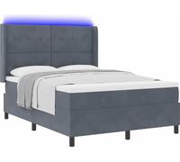 Lit à ressorts avec bandes LED Gris foncé 140 x 190 cm Velours