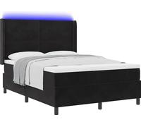 Lit à ressorts avec bandes LED Noir 140 x 190 cm Velours