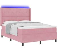 Lit à ressorts avec bandes LED Rose 140 x 190 cm Velours
