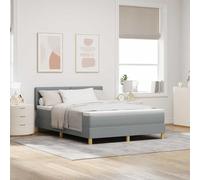 Lit à Ressorts avec Coussin Gris Clair 140 x 190 cm Tissu, Cadre de lit en Bois d'ingénierie, Matelas Mousse à Ressorts ensachés, tête de lit réglable pour Chambre Moderne Fonctionnelle