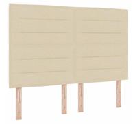 Lit à Ressorts avec Matelas 140 x 200 cm crème Tissu Cadre Bois d'ingénierie tête de lit réglable LED pour Chambre Moderne Confortable