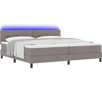 Lit à ressorts avec matelas avec LED Taupe 200 x 200 cm tissu