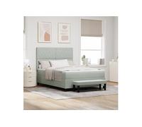 Lit à ressorts avec Matelas & Banc Gris Clair 160x200 cm Velours 3344456