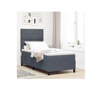 Lit à ressorts avec matelas gris foncé 100x200 cm en velours 3339813