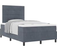 Lit à ressorts avec matelas Gris foncé 120 x 190 cm Velours