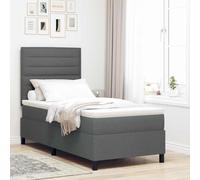 Lit à Ressorts avec Matelas Gris foncé 90 x 200 cm Tissu, Cadre de lit en Bois d'ingénierie, tête de lit réglable, Ensemble Complet pour Chambre Moderne, mobilier Durable et Confortable