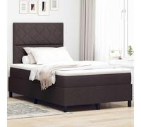 Lit à Ressorts avec Matelas Marron foncé 120 x 190 cm Tissu, Cadre en Bois d'ingénierie, tête de lit réglable, Ensemble Complet pour Chambre, mobilier Moderne Durable