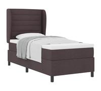 Lit à Ressorts avec Matelas Marron foncé 90 x 200 cm en Tissu, Cadre de lit réglable, tête de lit avec Oreilles, literie Confortable pour Chambre Moderne, Ensemble Complet avec surmatelas