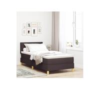 Lit à Ressorts avec Matelas Marron Foncé 90x190 cm Tissu 3338961