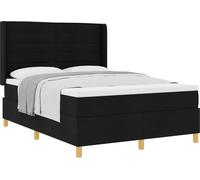 Lit à ressorts avec matelas Noir 140 x 190 cm tissu