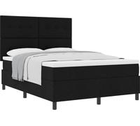 Lit à ressorts avec matelas Noir 140 x 200 cm tissu