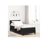Lit à ressorts avec matelas Noir 90x200 cm Velours 3339214