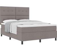 Lit à ressorts avec matelas Taupe 140 x 190 cm tissu