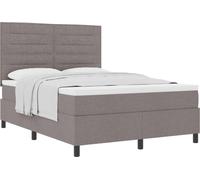 Lit à ressorts avec matelas Taupe 140 x 190 cm tissu