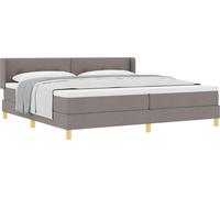Lit à ressorts avec matelas Taupe 200 x 200 cm tissu