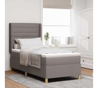 Lit à Ressorts avec Matelas Taupe en Tissu 100 x 200 cm Cadre en Bois d'ingénierie avec tête de lit réglable et Pieds dorés pour Chambre Moderne Confortable