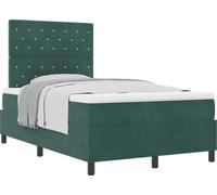 Lit à ressorts avec matelas Vert foncé 120 x 190 cm Velours