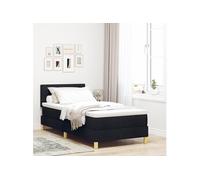 Lit à Ressorts Box Spring avec Matelas Noir 100x200 cm Tissu 3338897