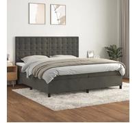Lit à sommier avec matelas - vidaXL - Gris foncé - Velours - 200x200 cm - Tête de lit réglable