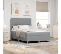Lit à sommier box spring avec matelas gris clair 140x200 cm en tissu