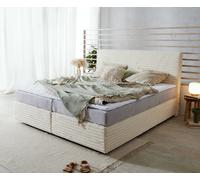 Lit-à-sommier-tapissie Dream-Well Velours côtelé en peluche Beige 180x200 cm Matelas TFK Visco-surmatelas