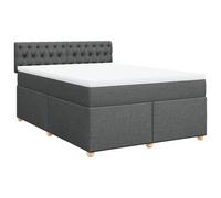 Lit à sommier tapissier 140 x 200 cm avec matelas à ressorts ensachés et coussin respirant, gris foncé, cadre en bois de pin stable, housse lavable, propriétés de couchage moyennement ferme pour un