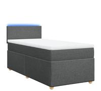 Lit à sommier tapissier 90 x 200 cm avec matelas à ressorts ensachés, gris foncé, éclairage LED réglable, housse de matelas amovible, hauteur de 100,5 cm, pour un confort de sommeil optimal et une