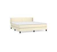 vidaXL Sommier à Lattes de Lit avec Matelas, Lit Rembourré, Lit Double, Lit Adulte de Chambre à Coucher Intérieur, Moderne, Crème 160x200cm Similicuir