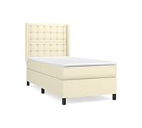 vidaXL Lit à sommier tapissier avec matelas Crème 90x190 cm Similicuir Autre
