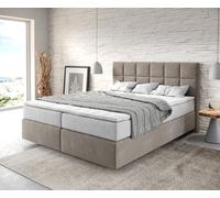 Lit-à-sommier-tapissier Dream-Fine 160x200 cm Microfibre Beige avec matelas TFK et surmatelas viscoélastique