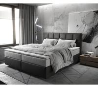 Lit-à-sommier-tapissier Dream-Fine 180x200 cm microfibre Anthracite Vintage avec matelas TFK et surmatelas viscoélastique