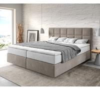 Lit-à-sommier-tapissier Dream-Fine 180x200 cm Microfibre Beige avec matelas TFK et surmatelas viscoélastique
