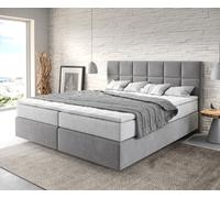 Lit-à-sommier-tapissier Dream-Fine 180x200 cm Microfibre Gris avec matelas TFK et surmatelas viscoélastique