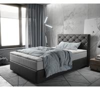 Lit-à-sommier-tapissier Dream-Great 120x200 cm microfibre anthracite vintage avec matelas TFK et visco surmatelas
