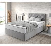 Lit-à-sommier-tapissier Dream-Great 120x200 cm Microfibre Gris avec matelas TFK et Visco Surmatelas