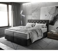 Lit-à-sommier-tapissier Dream-Great 160x200 cm microfibre anthracite vintage avec matelas TFK et Surmatelas viscoélastique