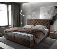 Lit-à-sommier-tapissier Dream-Great 180x200 cm Marron Vintage avec matelas et surmatelas