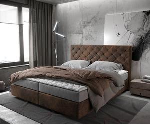 Lit-à-sommier-tapissier Dream-Great 180x200 cm Marron Vintage avec matelas et surmatelas
