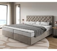 Lit-à-sommier-tapissier Dream-Great Microfibre Beige 200x200 cm Matelas Bonell Surmatelas PU