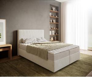Lit-à-sommier-tapissier Dream-Well 140x200 cm Bou rème-Blanc avec matelas et surmatelas