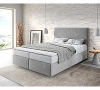 Lit-à-sommier-tapissier Dream-Well 140x200 cm gris avec matelas et surmatelas