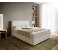 Lit-à-sommier-tapissier Dream-Well 160x200 cm Bou rème-Blanc avec matelas à ressorts ensachés et surmatelas Visco