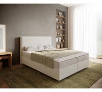 Lit-à-sommier-tapissier Dream-Well 160x200 cm Bou rème-Blanc avec matelas et surmatelas