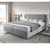 Lit-à-sommier-tapissier Dream-Well 180x200 cm gris avec matelas et surmatelas