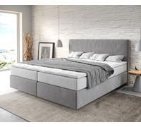 Lit-à-sommier-tapissier Dream-Well 180x200 cm Microfibre Gris avec matelas TFK et Surmatelas viscoélastique