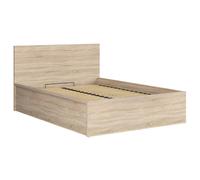 Lit adule 140x200 Lit coffre 2 places avec sommier et rangement, coloris chêne Sonoma - Longueur 204,5 x Profondeur 149 x Hauteur 95/40,5 cm