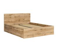 Lit adule 160x200 Lit coffre 2 place avec sommier et rangement, coloris Chêne wotan - Longueur 204,5 x Profondeur 169 x Hauteur 95/40,5 cm