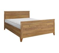 Lit adule double 140x200 lit 2 places coloris Mélèze doré - Longueur 204,5 x Profondeur 145,5 x Hauteur 78,5-102,5 cm