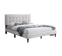 Lit adulte 140x200/160x200 cm - Lit rembourré avec sommier - Lit double 200x140cm - Tête de lit matelassée - Tissu 250 g/m² - Beige